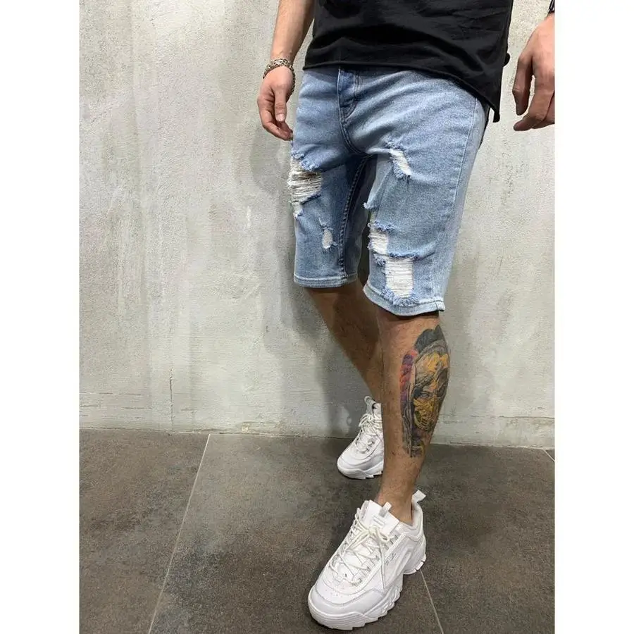 Denim Shorts Korean Style Summer Men's Wide Leg Denim Shorts Casual Baggy Short Jeans Male