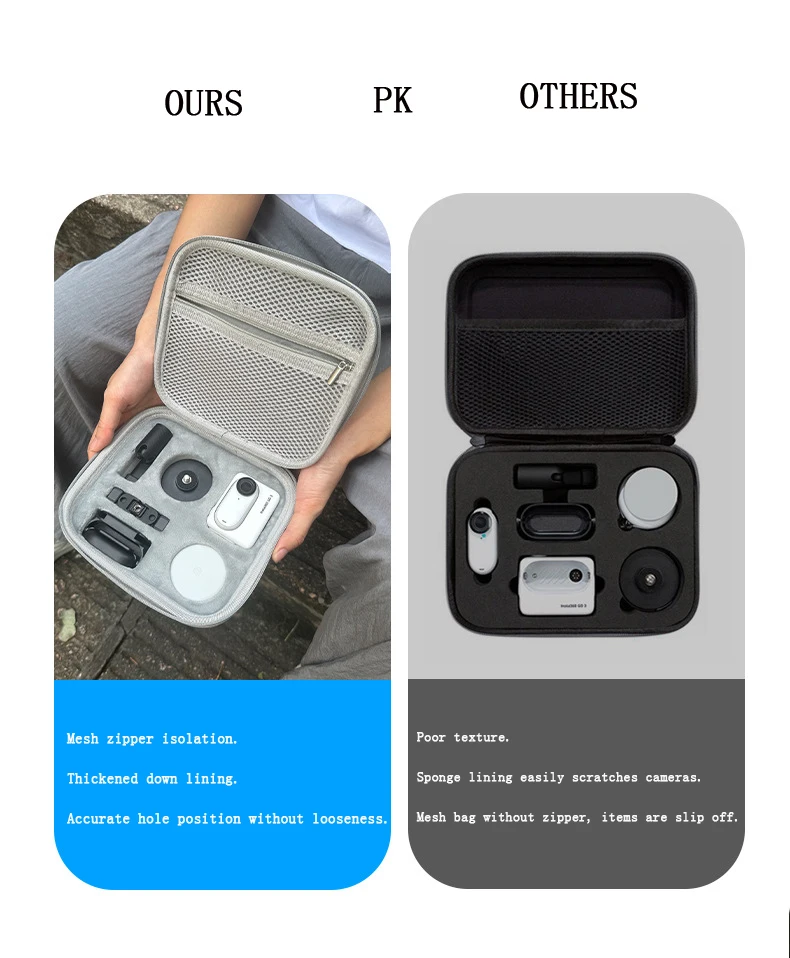 Trage tasche für insta go 3 s/go 3 Aufbewahrung tasche tragbare Handtasche Box Koffer für insta360 go 3 s schützen Reise zubehör – Detail 2