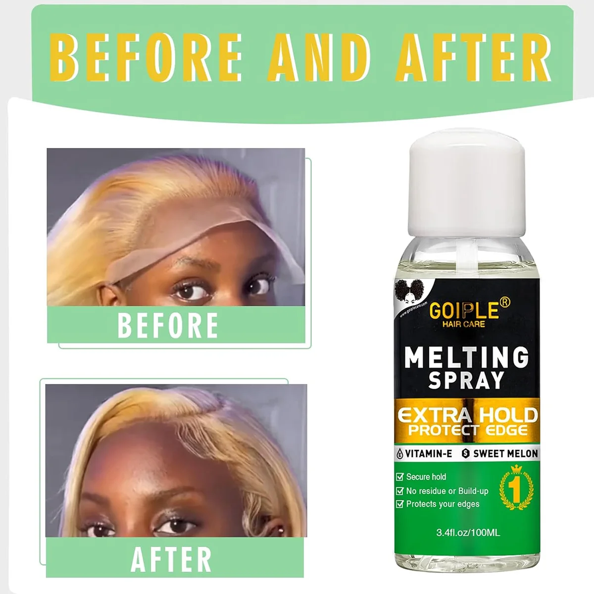 GOIPLE Wig Installation Kit Melting Spray Glueless Adhesive Extra Hold Waterproof Lace Front Wig Glue Remover Styling Wax Stick 5
