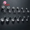 6 Pairs 3/4/5/6/7/8MM Mix Size 925 Silver Needle Rhinestone Claw Setting Simple Classic Stud Earrings for Man Woman Girl Boy 6