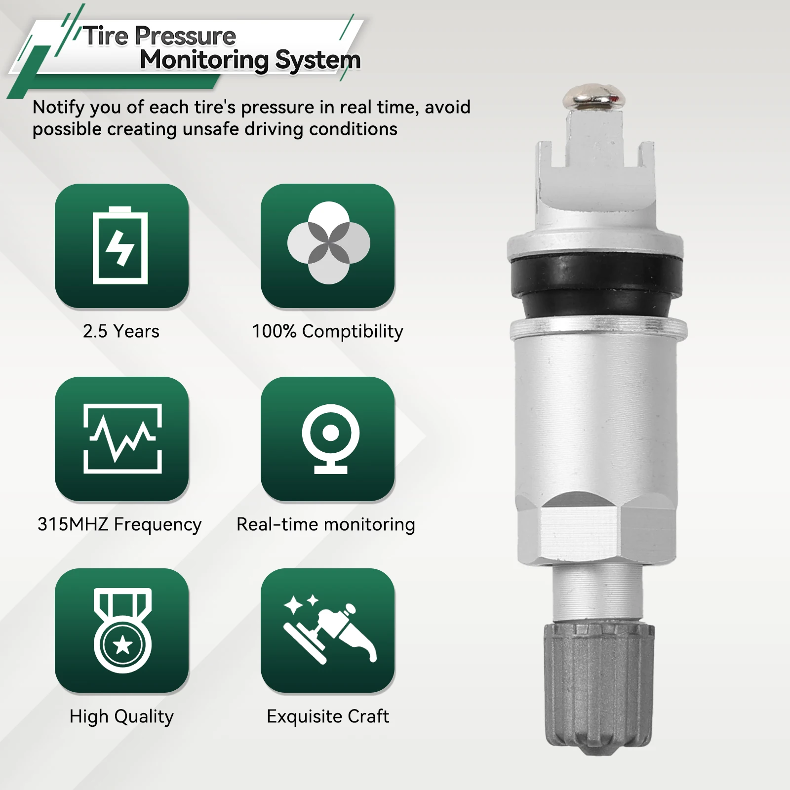 4 CAPTEURS DE Pression Des Pneus TPMS, Vantail Métal Argent Pour Lancia