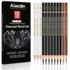 Professional Colored Charcoal Pencils Drawing Set,12 Pieces Pastel Chalk Pencils for Sketching, Shading, Blending, Portrait, Bl 1