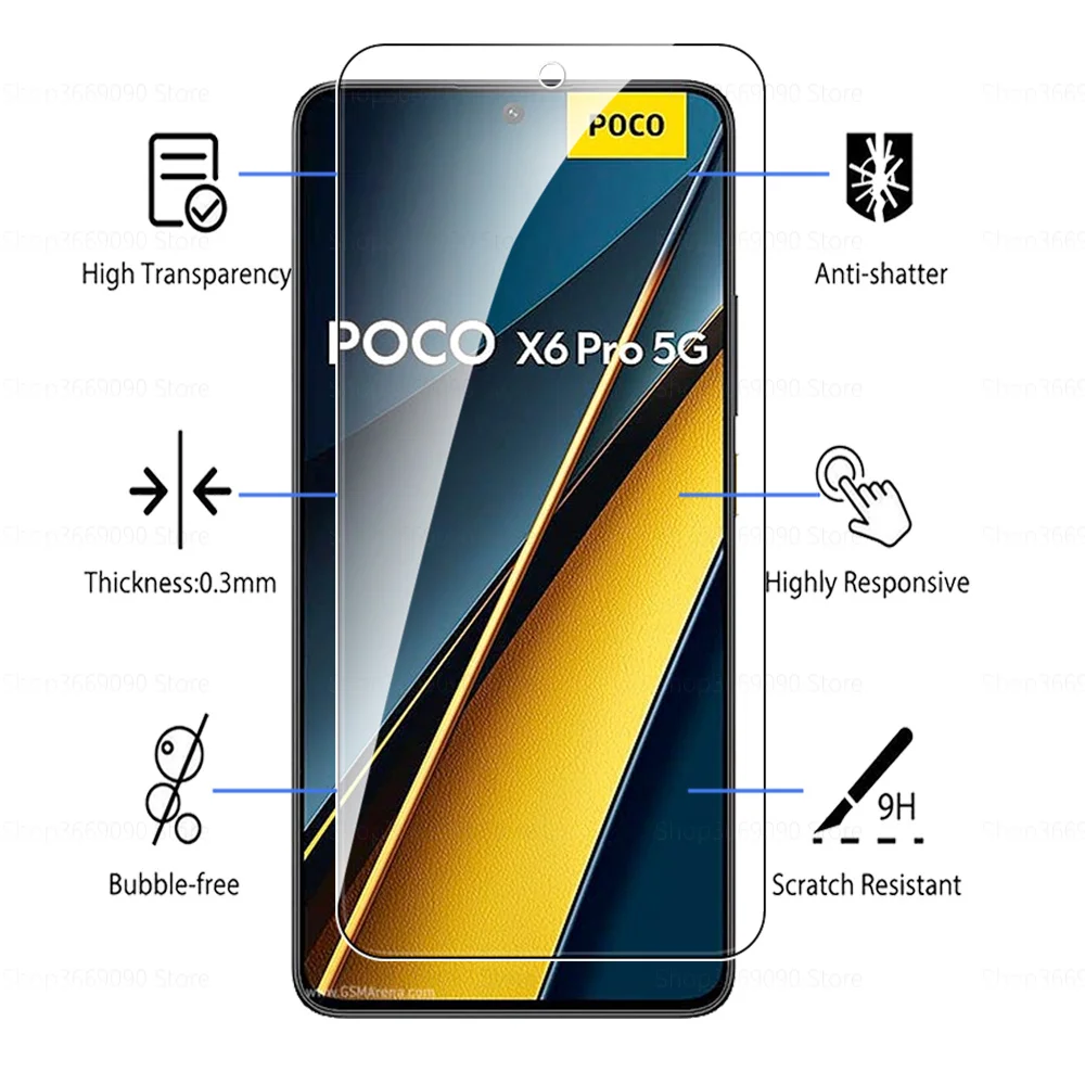 6in1 Protective Glass Case For Xiaomi Poco X6 Pro 5G Tempered Glass Poko Little X 6 X6Pro PocoX7Pro Camera Protector Cover Film phone case camera lens protector case camera protector case phone protector cover camera lens case