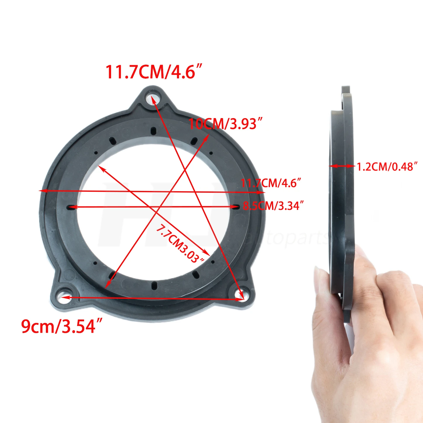 KONTONTY 4pcs Universal 4 Inch ABS Speaker Spacer Rings Car Audio Adapter Bracket For Enhancing Sound Quality In Any Vehicle - View #2