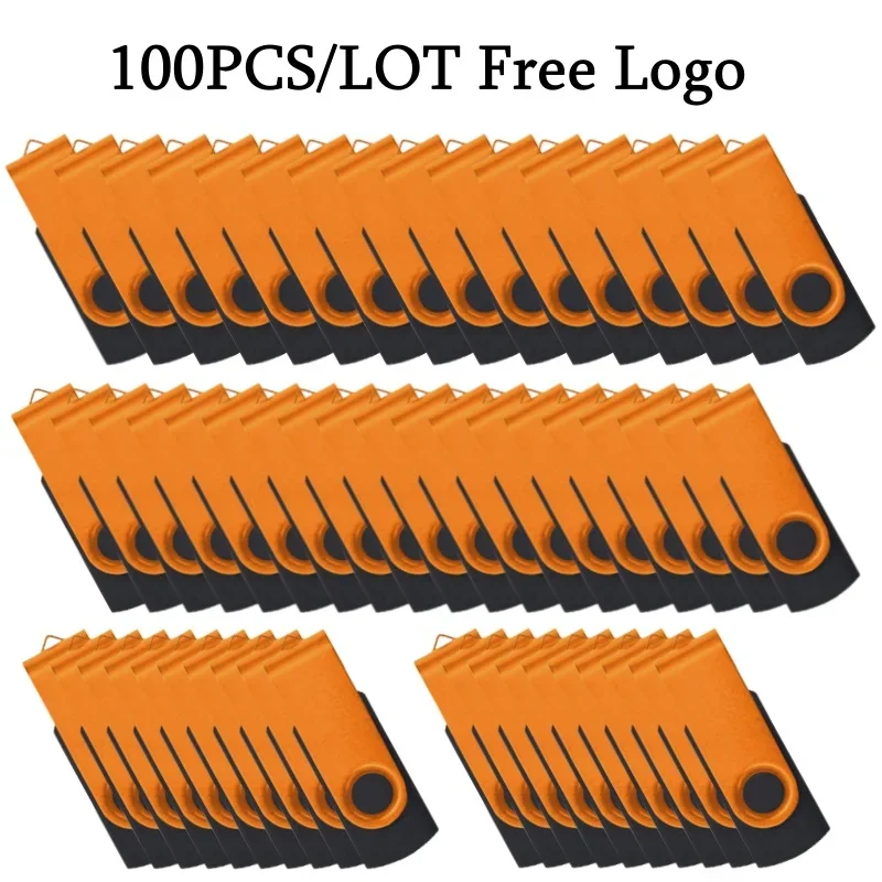 금속 360 회전식 USB 2.0 플래시 드라이브, 다채로운 펜 드라이브, 메모리 스틱, U 디스크 사진 선물, 32GB, 64GB, 16GB, 8GB, 4GB, 100 개/로트