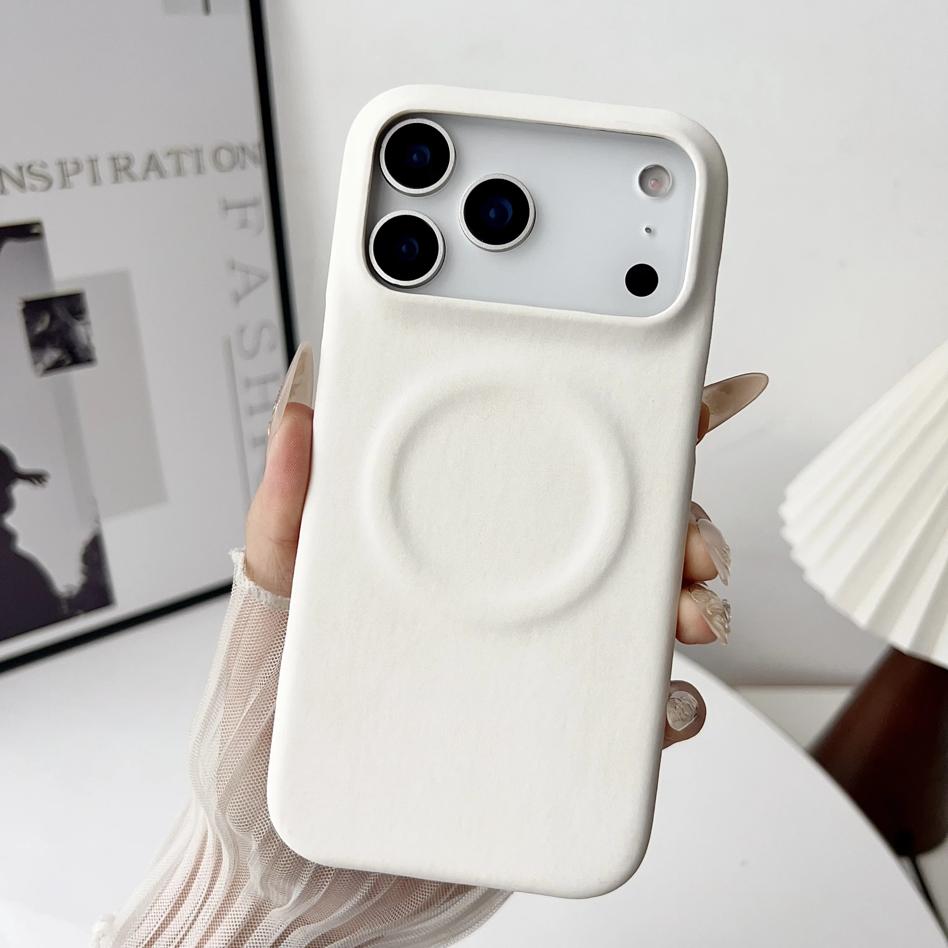 Vintage Sheepskin Leather Magnetic Phone Case - Matte Finish, Shockproof Protection