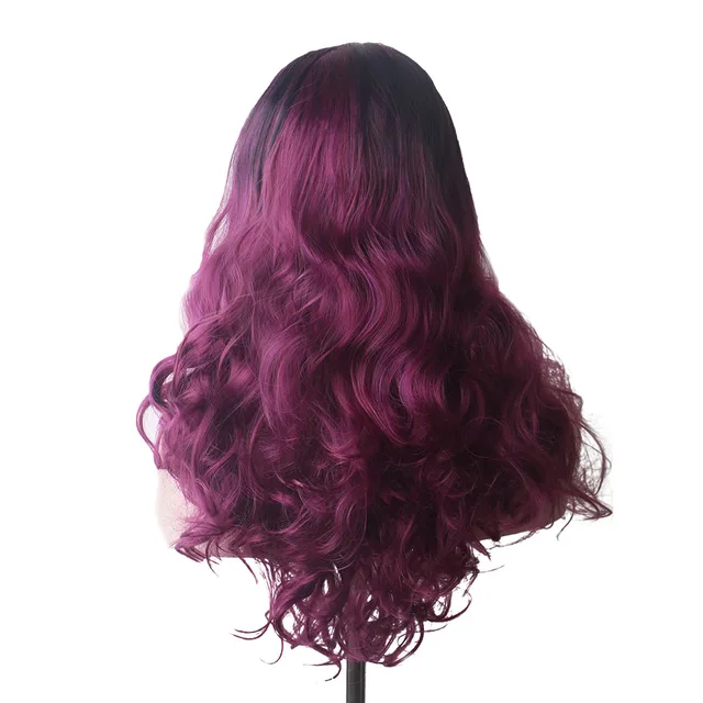 WoodFestival Wavy Synthetic Hair Wig Cosplay Ladies Colored Long Wigs For Women White Pink Red Dark Brown Green Blue Grey Ombre Same As Picture