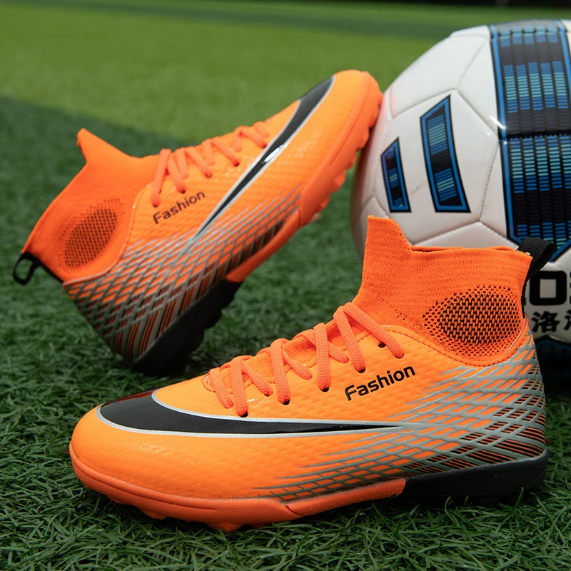 Hot Sale Orange Soccer Shoes Kids Children Boys For Football Shoes