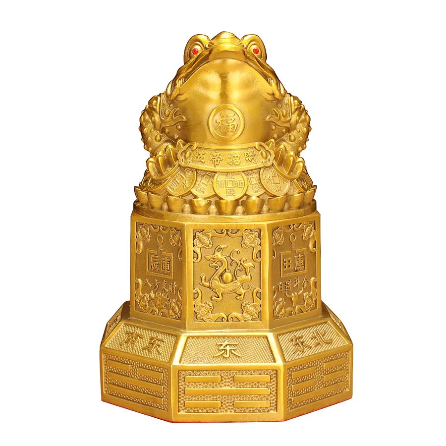 Pure Brass Money Frog Statue | Open Back with Coin | Feng Shui Wealth Charm for Home & Office