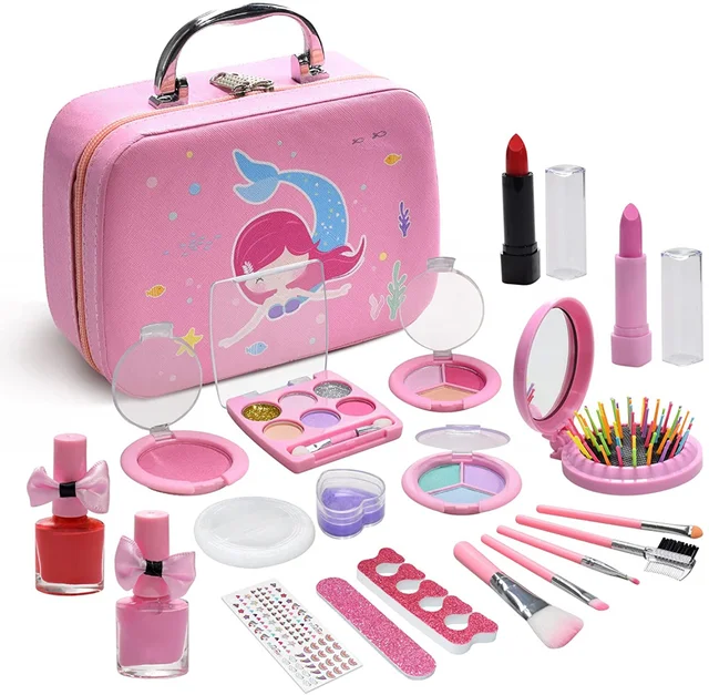 Kit de maquiagem para meninas, elegante e não tóxico para crianças