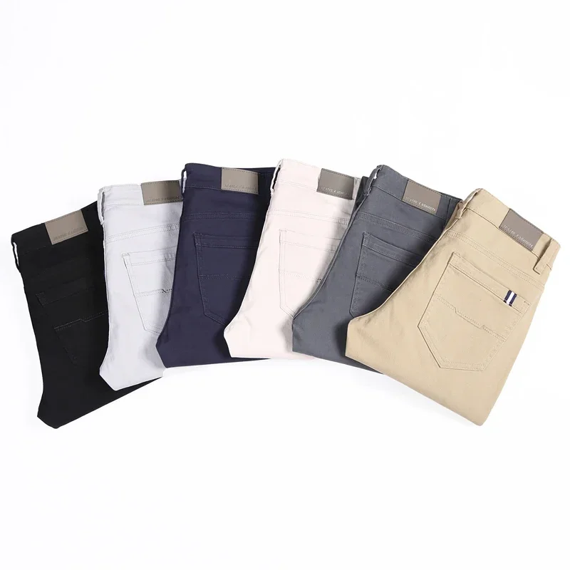 6 Colors New Men's Stretch Cotton Slim Casual Pants Classic Business Fashion Elastic Comfortable Trousers Male Clothes 5