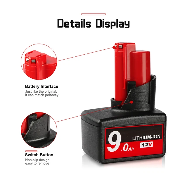 Cordless Drill For Milwaukee Battery 12V Compatible With