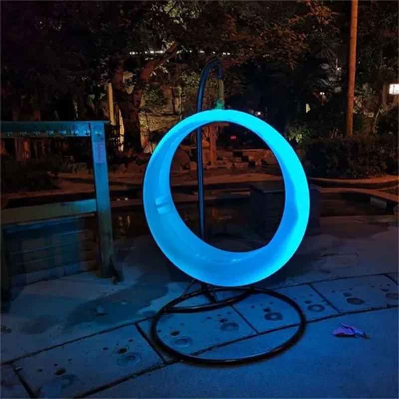 Outdoor Furniture Lighting Luminous Swings Moon Shape Outdoor Hanging Hammocks Rocking Chairs Activities Wedding Decor