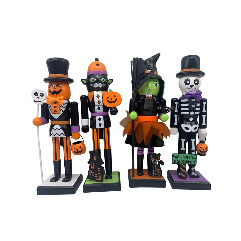 Casse-Noisette En Bois 35 Cm - Figurine Sorcière Chat Noir Pour Fêtes