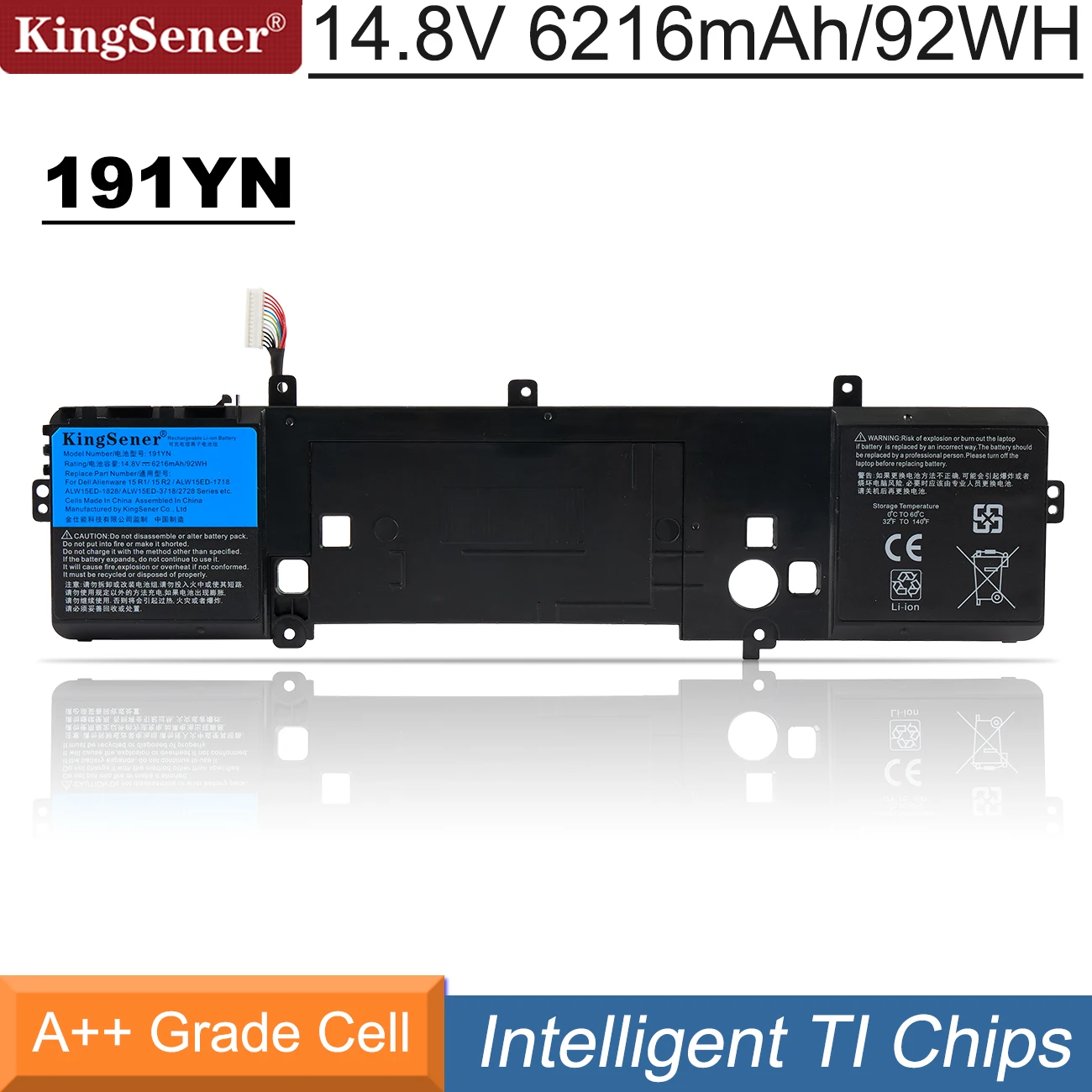 Kingsener-dell Bateria do Portátil Dell Alienware 15 R115 r2 Alw15ed1828 2f3w1 Alw15ed-1718 Alw15er3718 191yn 410gj 8nh55