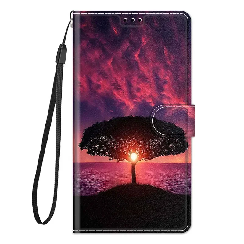Leather Wallet Phone Case - Magnetic Flip Cover with Stand and Artistic Design