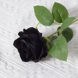 Elegant Artificial Red Rose Bouquet for Wedding and Home Decor - Realistic Floral Arrangement (Black)