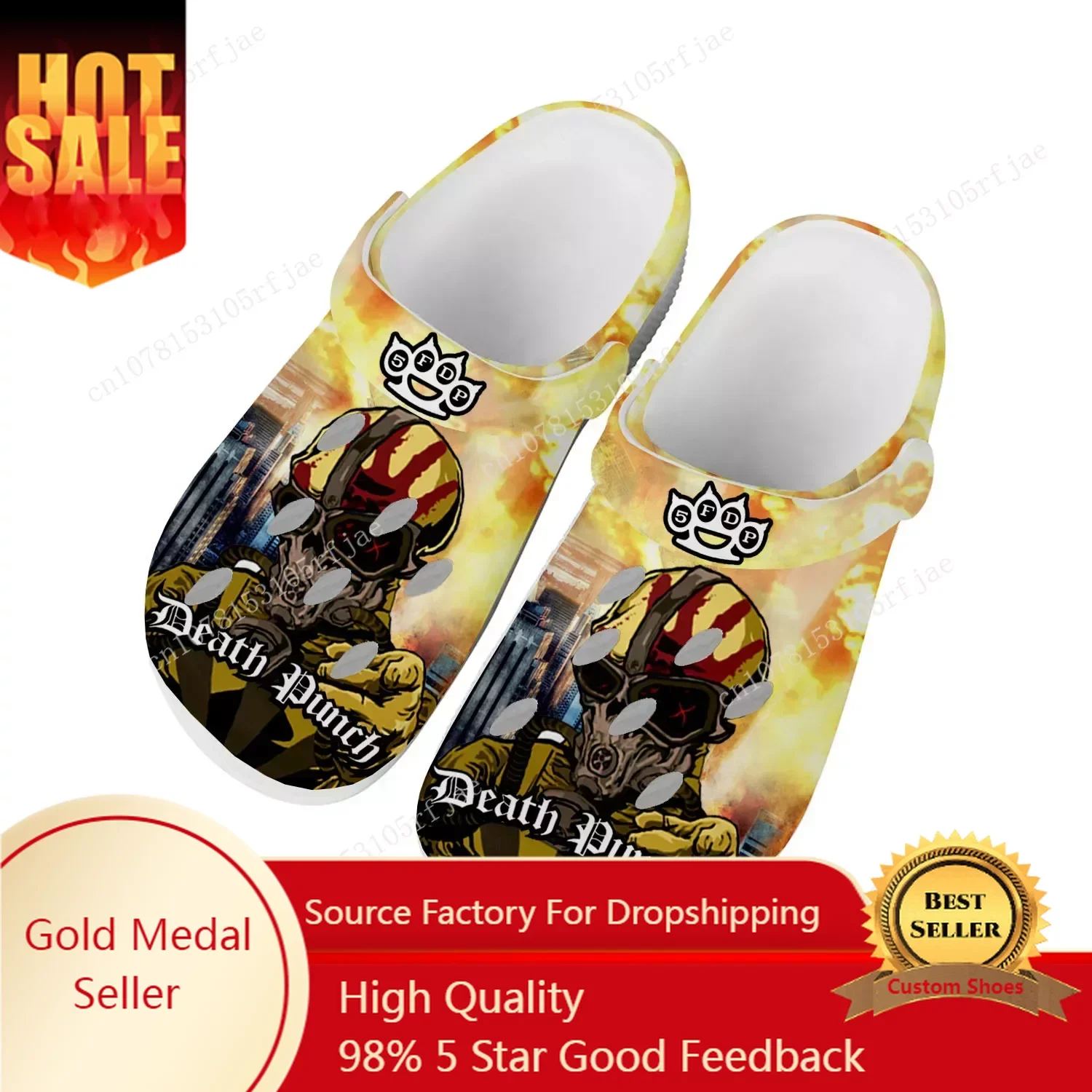 

Five Finger Death Punch Pop Home Clogs Custom Water Shoes Mens Womens Teenager Shoe Garden Clog Breathable Beach Hole Slippers