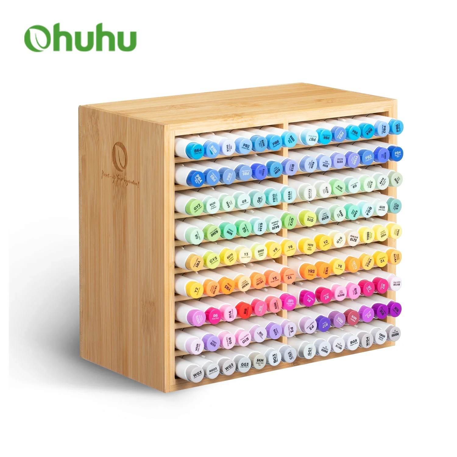 ohuhu-bamboo-marker-organizer-wooden-desktop-storage-hold-126-markers-pens-pencils-art-brushes-stationary-organizer-pen-holder