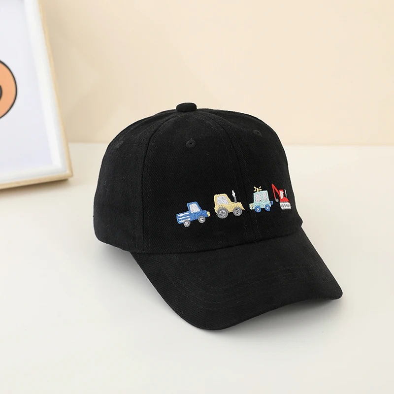 School Boy Baseball Hats Bulldozer Excavator Embroidered Children Outdoor Summer Kids Caps for 2-8Years Baby Sports Hats Cotton 3
