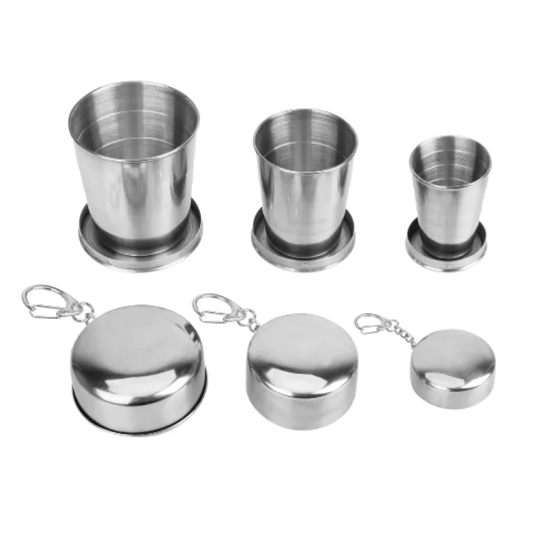 Stainless Steel Foldable Cup Portable Water Drinking Cup Retractable Telescopic Collapsible Cups For Outdoor Travel