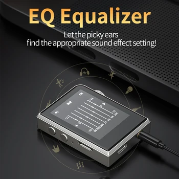 RUIZU A58 하이파이 음악 MP3 플레이어, DSD256 무손실 디코딩 MP3 휴대용 금속 워크맨, EQ 이퀄라이저 풀 터치 스크린
