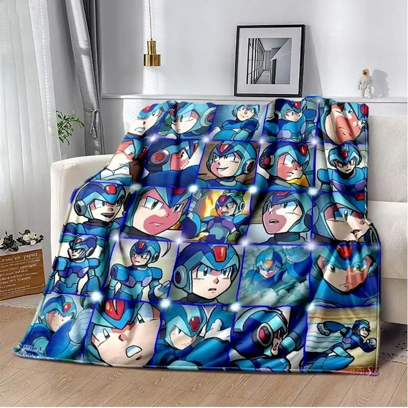Cartoon Rockman Megaman Game Soft Plush Blanket,Flannel Blanket Throw Blanket for Living Room Bedroom Bed Sofa Picnic Cover Kids 4