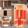 1 Person Low EMF Infrared Sauna, Hemlock Wooden Far Infrared Sauna for Home, 1460W with Bluetooth Speakers, LED Reading Lamp 3