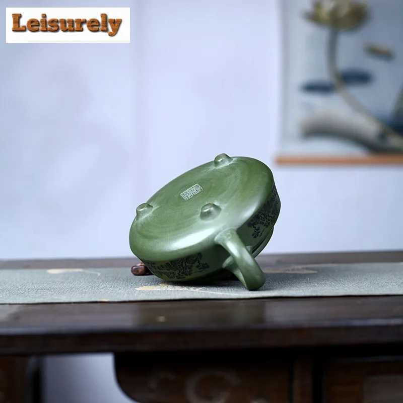 280ml Vintage Yixing Purple Clay Teapots Handmade Both Dragon Pot Raw Ore Green Mud Kettle Chinese Zisha Tea Set Supplies Craft