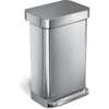 Hands-Free Kitchen Trash Can 45L Rectangular Soft-Close Lid Brushed Stainless Steel Step Pedal Silent Close Liner Pocket Durable 2