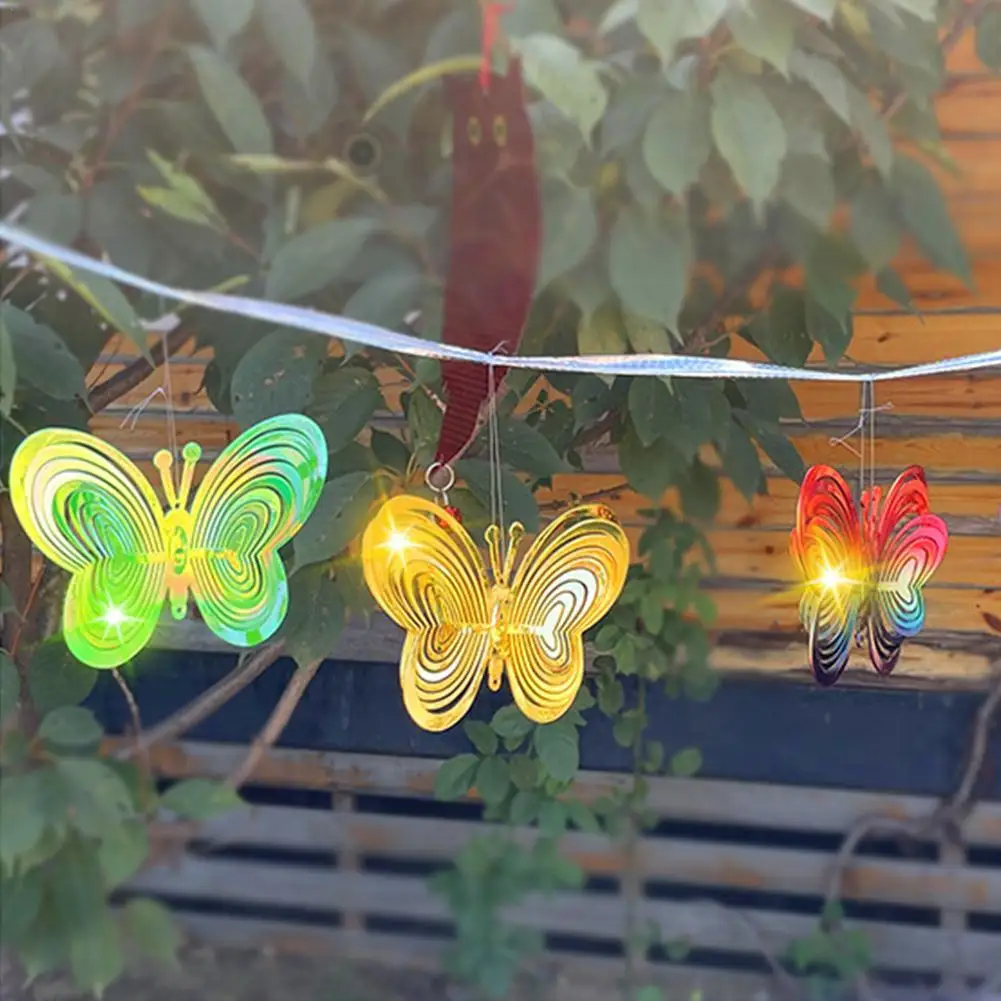 

Отпугиватель птиц с 3D бабочками, Спиннер, ветряные колокольчики, подвесные украшения, отражающий подвесной орнамент, уличное украшение для сада