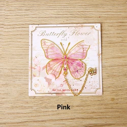 Charming Butterfly Metal Bookmark with Colorful Chain - Perfect Gift (Pink Butterfly)