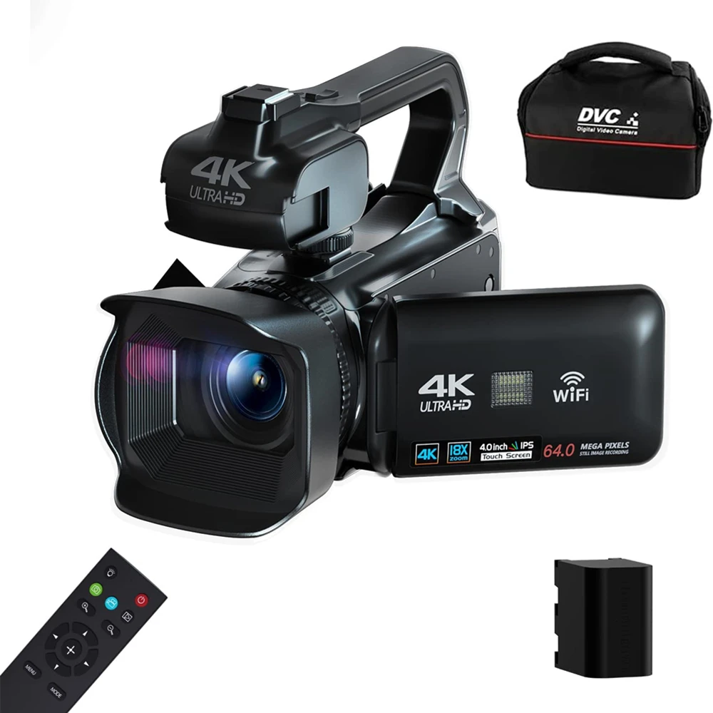 Caméra vidéo 4K 64 MP 60 fps zoom numérique 18x caméra de vlogging