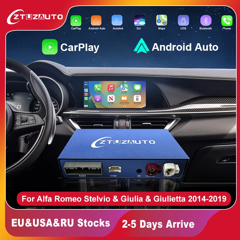 2024 Android Mirror Link Airplay Car Play Function Wireless Carplay Auto Per Alfa Romeo Stelvio & Giulia & Giulietta 14-19 Modelli