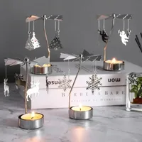 Multi-shape Rotating Candlesticks Snowflake Angel Romantic Tea Party Candle Holder Wedding Christmas Metal Home Decor 3