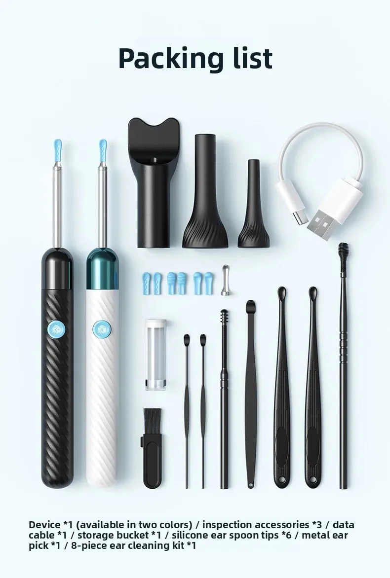 Wireless Otoscope With Camera 1296p Hd Ear Cleaner Tool Kit_voghion.com