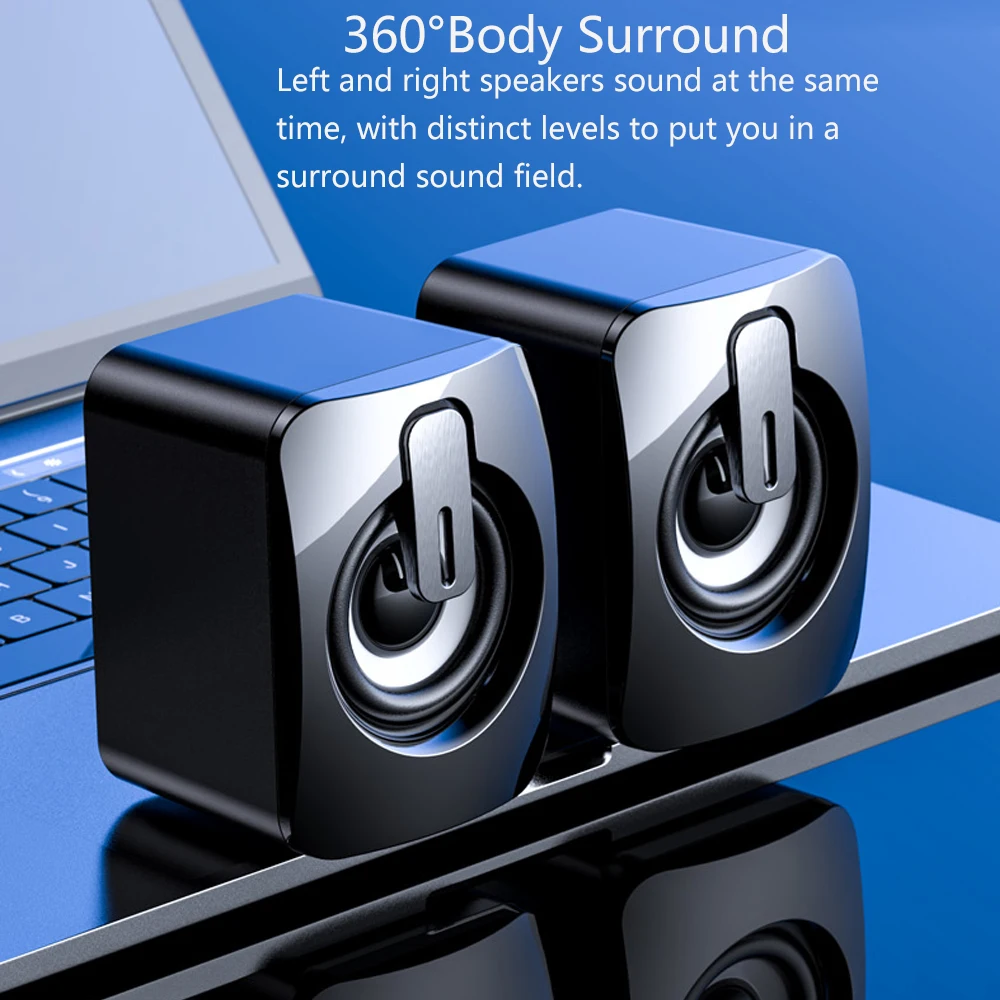 USB 유선 컴퓨터 스피커 PC 사운드 박스 HIFI 스테레오 마이크 Lautsprecherbox 데스크탑 컴퓨터 용 LED 조명