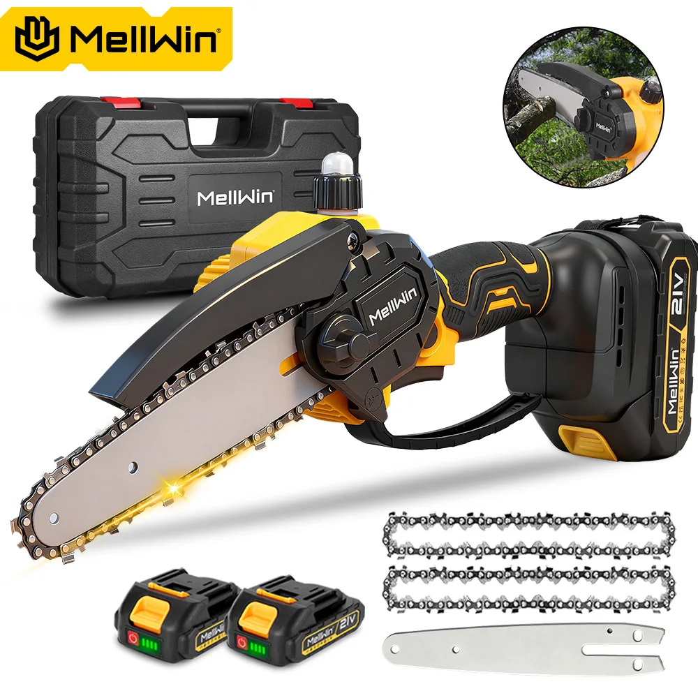 MELLWIN 6 Zoll kabellose elektrische Astsäge, wiederaufladbare Mini-Elektrokettensäge, Gartenschnittwerkzeug für Makita 18 V Akku-Pin