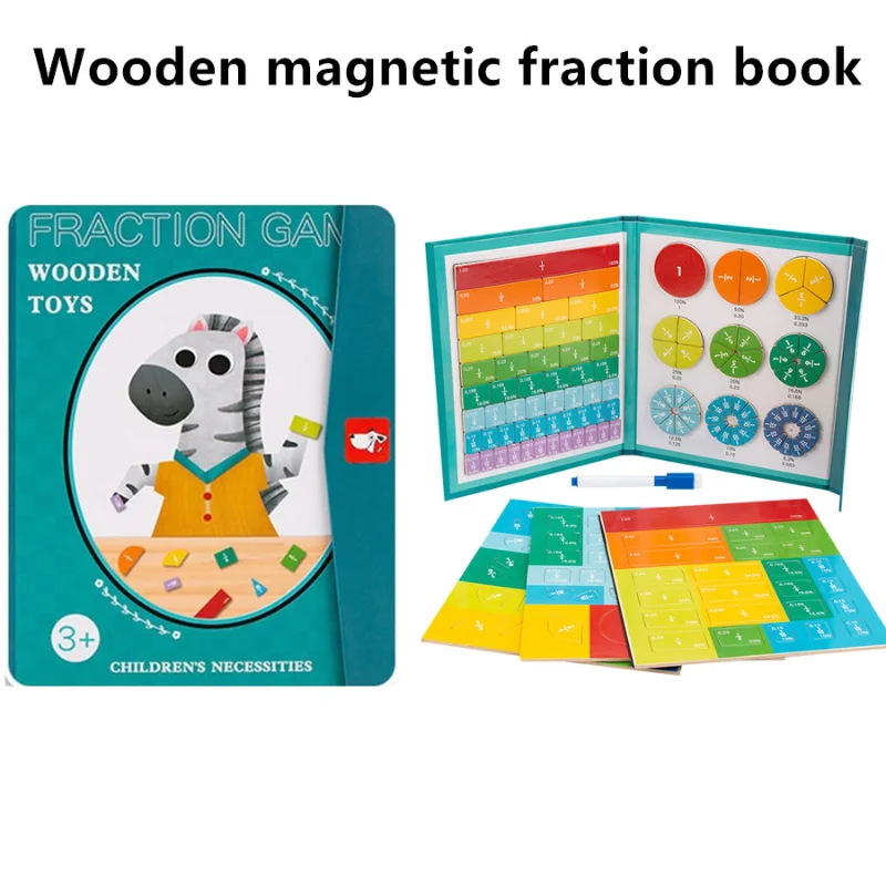 

Wooden Children Magnetic Fraction Learning Math Toy Parish Teaching Aids Arithmetic Learning Educational Toys for kid Montessori