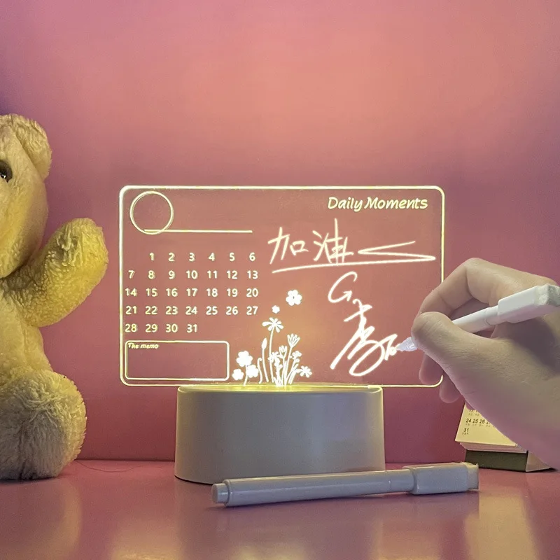 

Note Board Led Night Light Handwriting USB Message Acrylic Led Writing Board with Mark Pen Note Board Bedroom Decoration Home