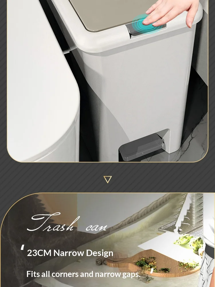 Mülleimer - Große Kapazität mit Klappdeckel, mit Deckel, geeignet für den Heimgebrauch, Badezimmer, Toilette, Wohnzimmer, Küche, Schlafzimmer. – Detail 11