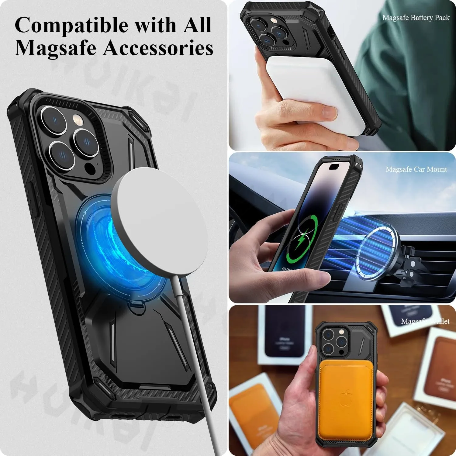 iPhone 15 Plus Case - Military Grade Protection - MagSafe Compatible - with  Belt Clip Holster, Kickstand & Tempered Glass Screen Protector