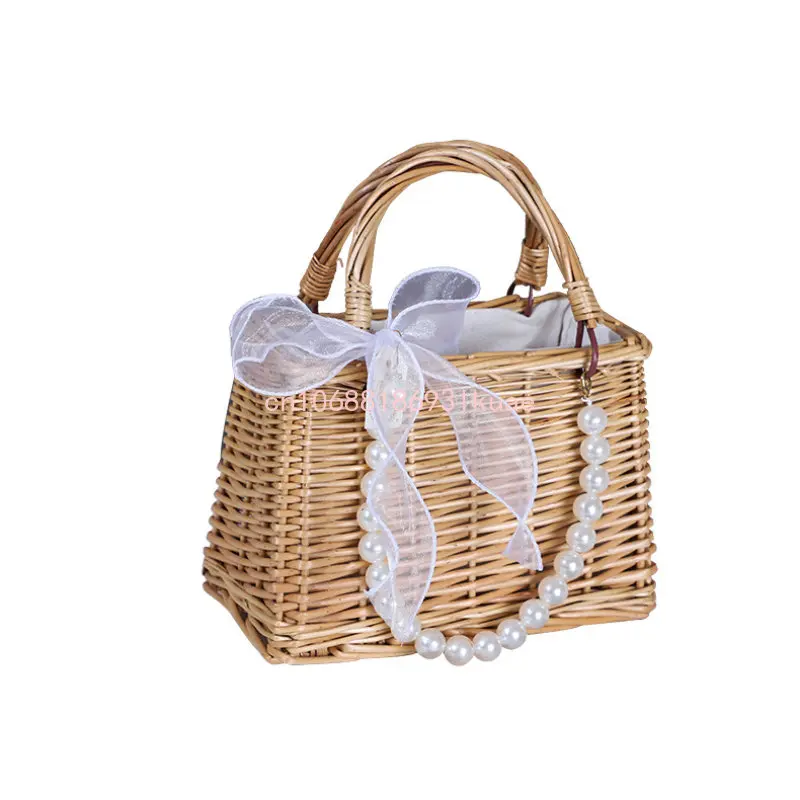 Straw Purses and Handbags for Women Rattan Handmade Woven Tote Bag Ladies Beach Basket Hand Bags