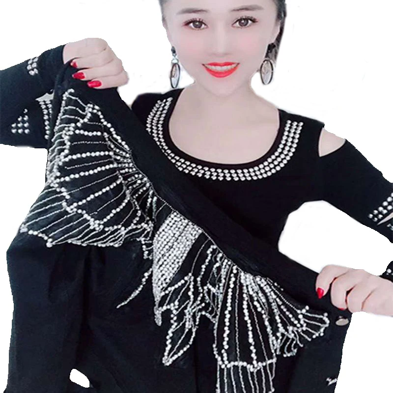 

2023 Spring Women's Denim Jacket Female Beaded Black Jean Coat New European Style Fashion Ladies Coats Outerwear