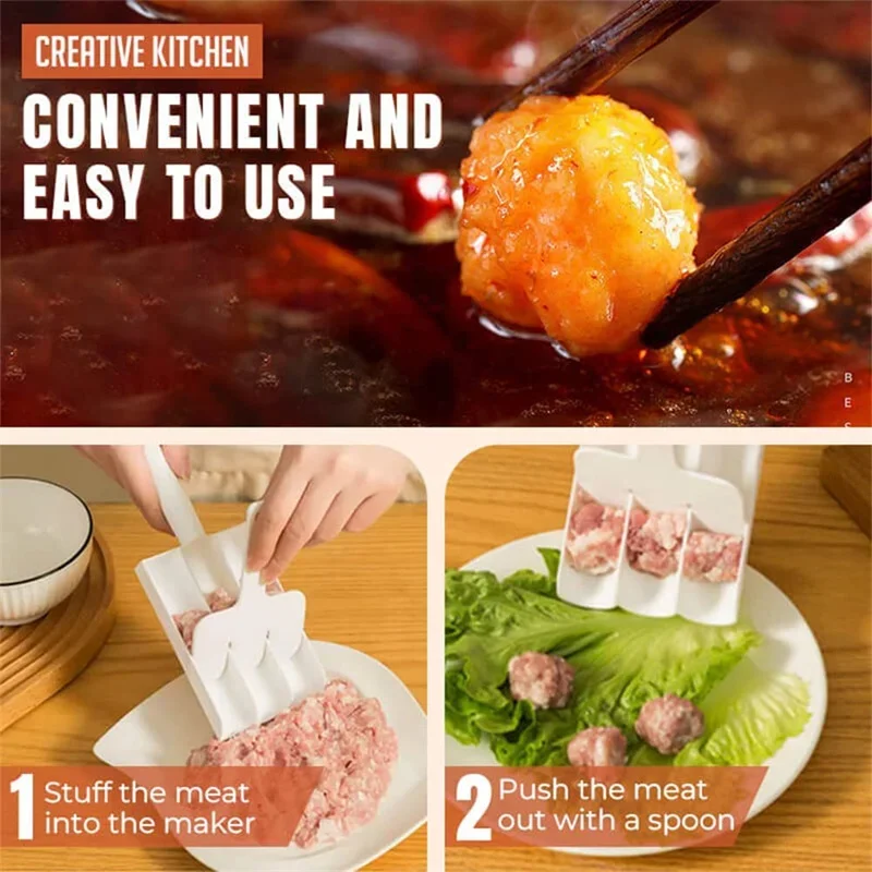 Plastic Meatball Maker Set Fried Fish Beaf Meat Making Balls Mold Spoon Meat Tools Canteen Kitchen Gadgets Cooking Accessories