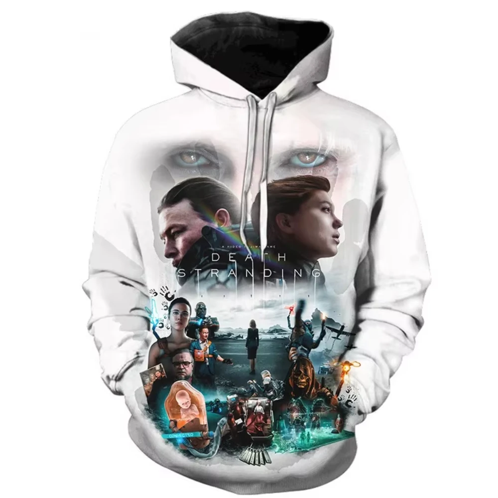 thumbnail image 1 of Sudadera con capucha con estampado 3D del popular juego Death Stranding para hombre, informal, de manga larga, de gran tamaño, para exteriores, ropa unisex, 1 of 5