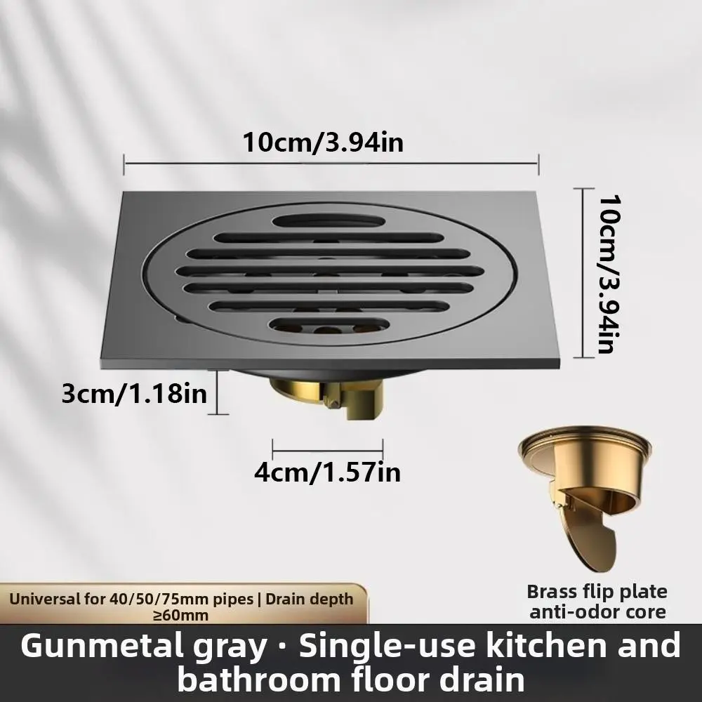 Anti-Odor Stainless Steel Floor Drain Dual Use Thickened Drain Valve Cover Prevent Backflow All Copper Drain Core