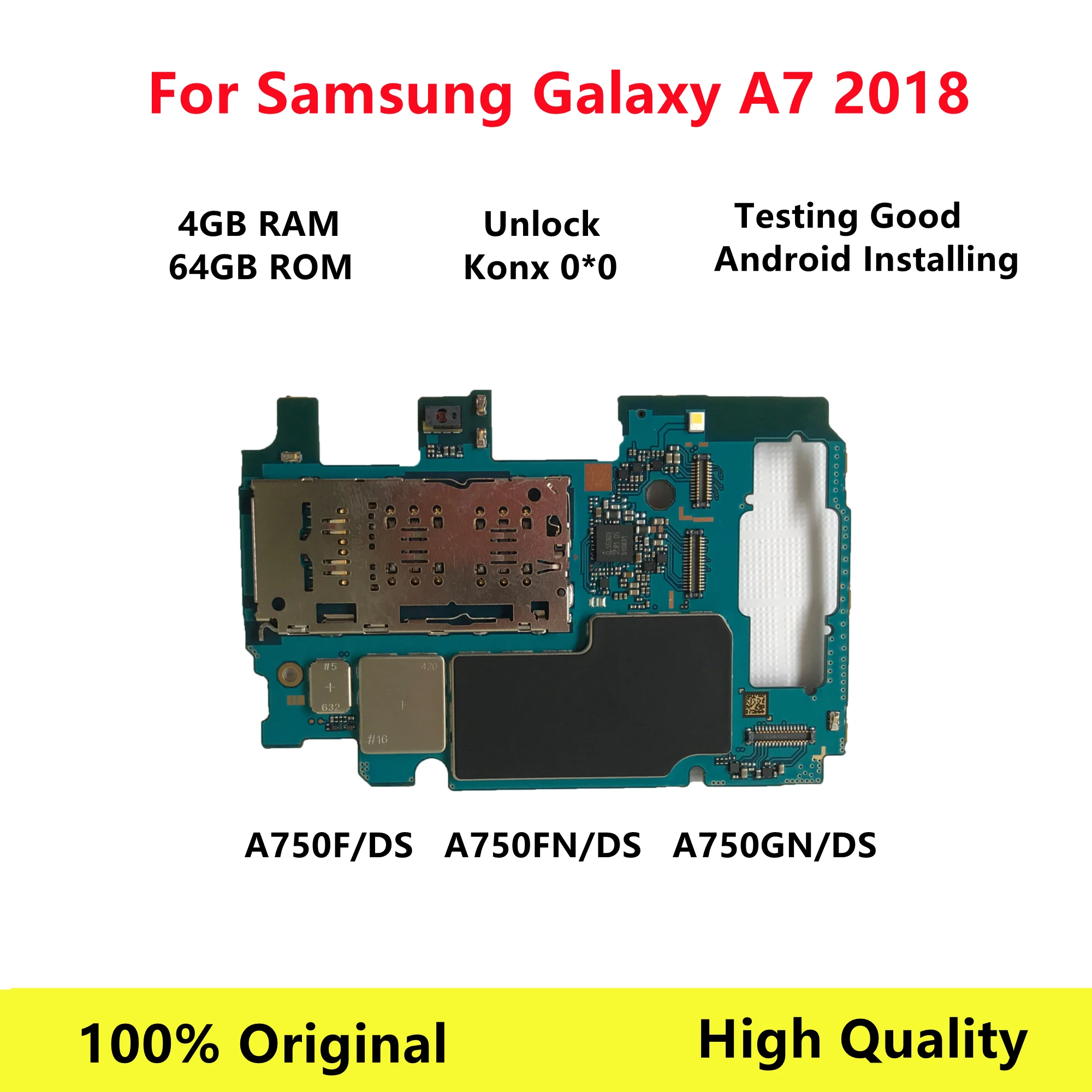 Оригинальная материнская плата для Samsung Galaxy A7 2018 A750F A750F/DS A750FN/DS A750GN/DS 64 ГБ 128