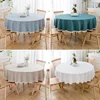 Large Round Tablecloth Waterproof And Oil-Proof Solid Color Cotton And Linen Tablecloth 1
