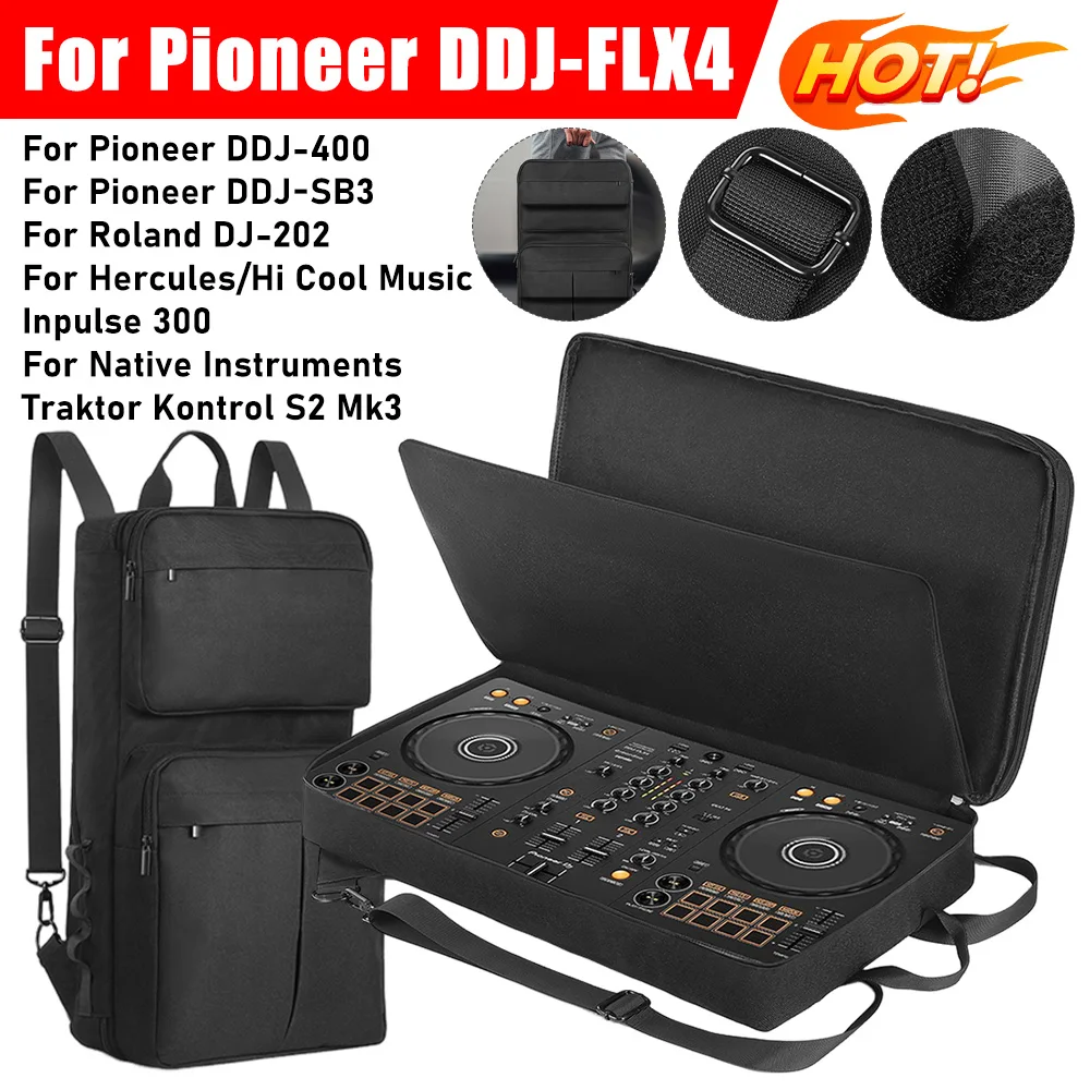 Zaino per DJ Pioneer DDJ-400/DDJ-FLX4 e Roland DJ-202, Custodia da Viaggio per Mixer DJ, Anti-graffio, con Tracolla Regolabile